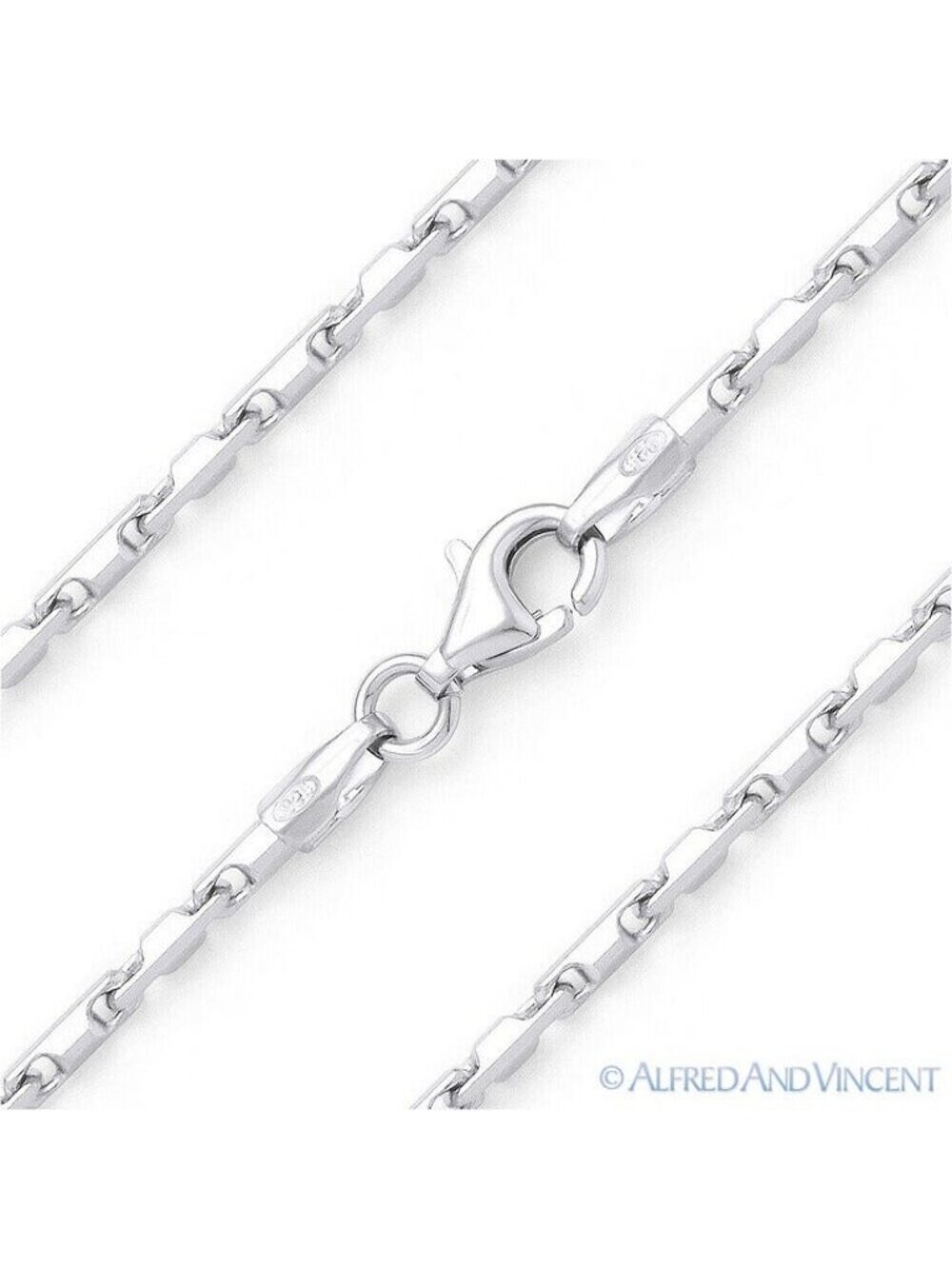 2.3mm Heshe Link Bar Chain Bracelet in .925 Italy Sterling Silver - 7"